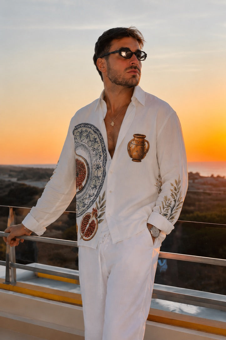 Valcero Mediterranean Fig & Pomegranate Print Oversized Shirt